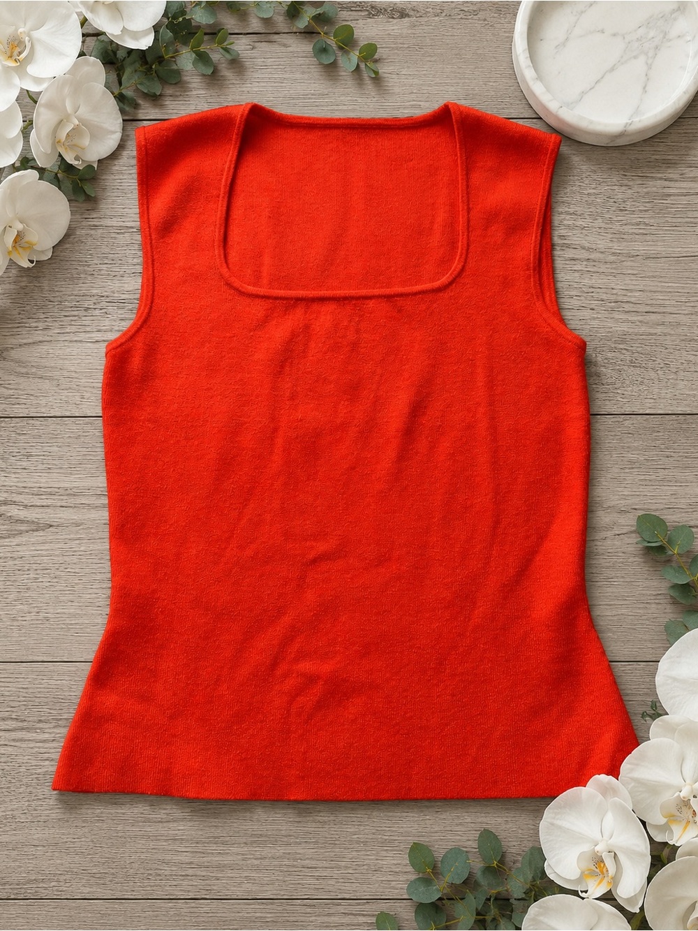 2bella Boutique Silk Blend Coral Tank Sweater NWT Square Neck Large
